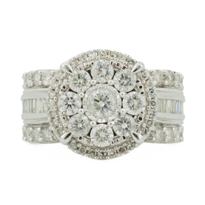 2.50ctw Diamond Cluster Fashion Ring in 10K White Gold - Size 6