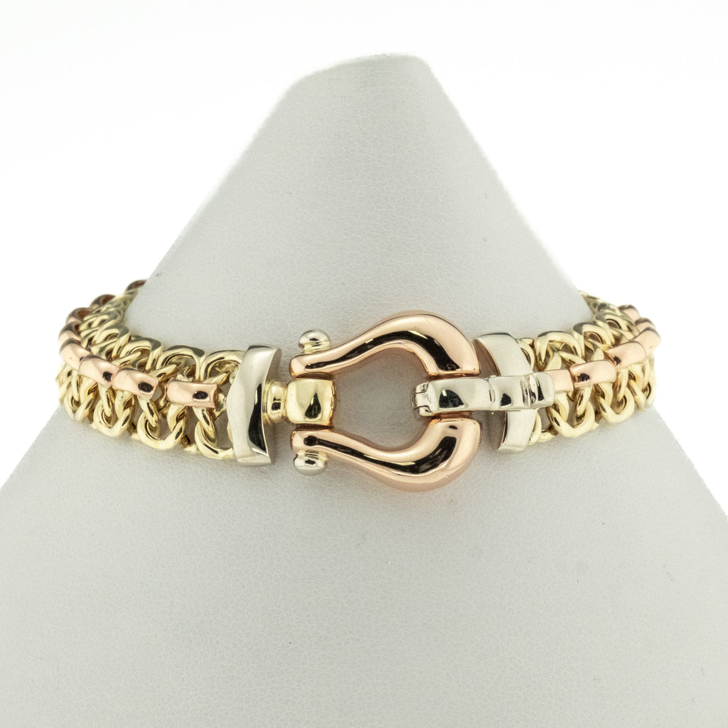 Faro Gold Fashion Bracelet 8" in 14K Three Tone Gold