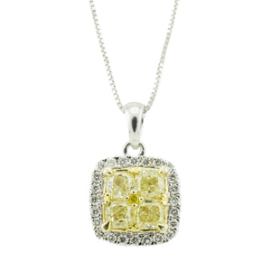 1.00ctw Yellow Diamond Accented Pendant in 14K White Gold - Chain Not Included