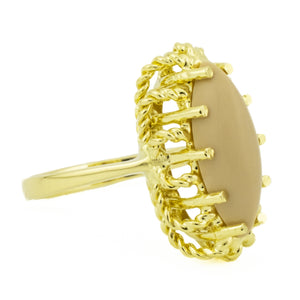 Coral Solitaire Fashion Ring in 18K Yellow Gold - Size 7