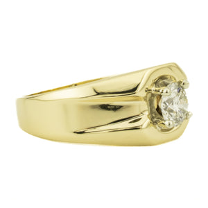 0.59ctw Solitaire Round Brilliant Diamond Gent's Ring in 14K Yellow Gold -Size 7.5