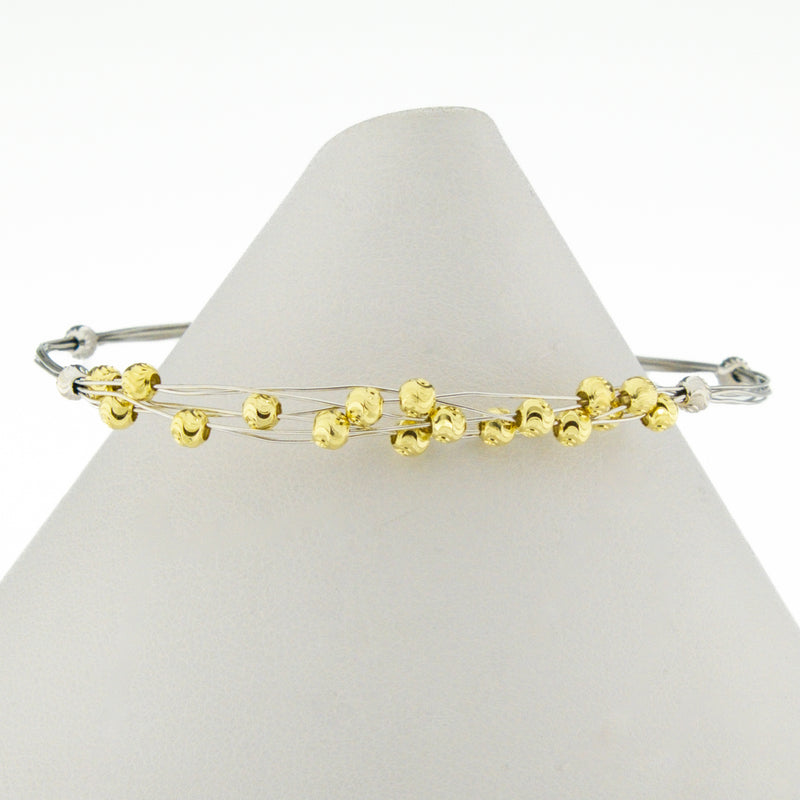 Gold Wire Fashion Bracelet 6.75" in 18K Two Tone Gold