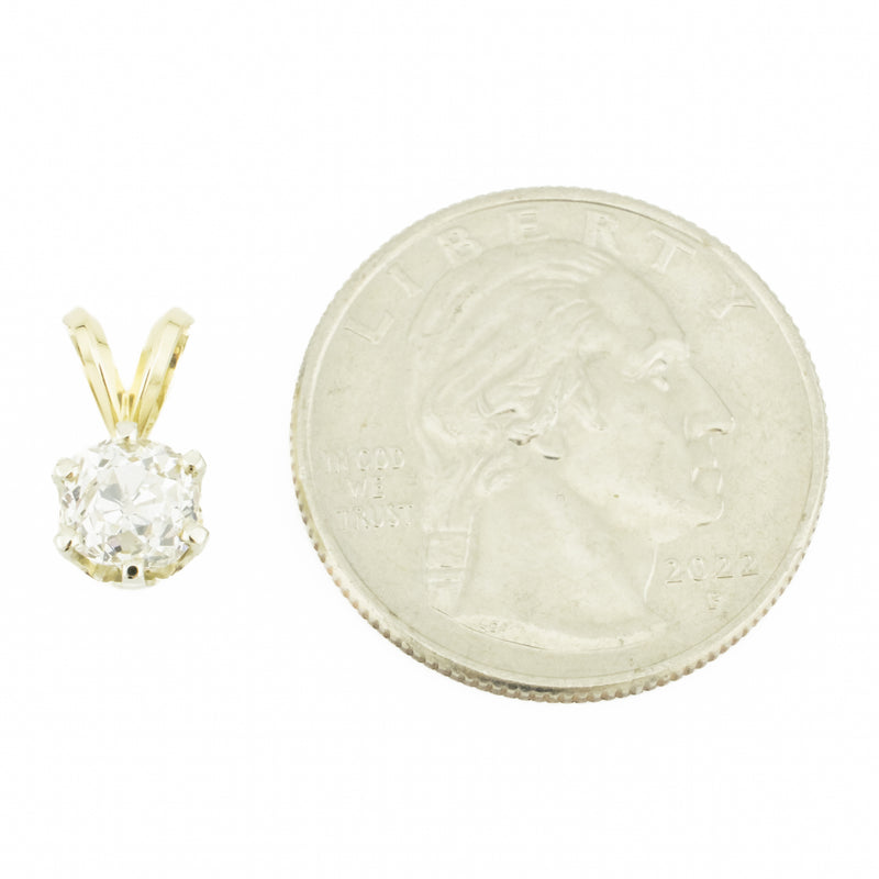 1.00ctw Old Mine Diamond Solitaire Pendant in 14K Yellow Gold - Chain Not Included