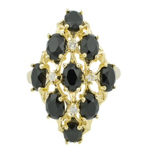 3.80ctw Onyx & Diamond Accented Gemstone Ring in 14K Yellow Gold - Size 9.5