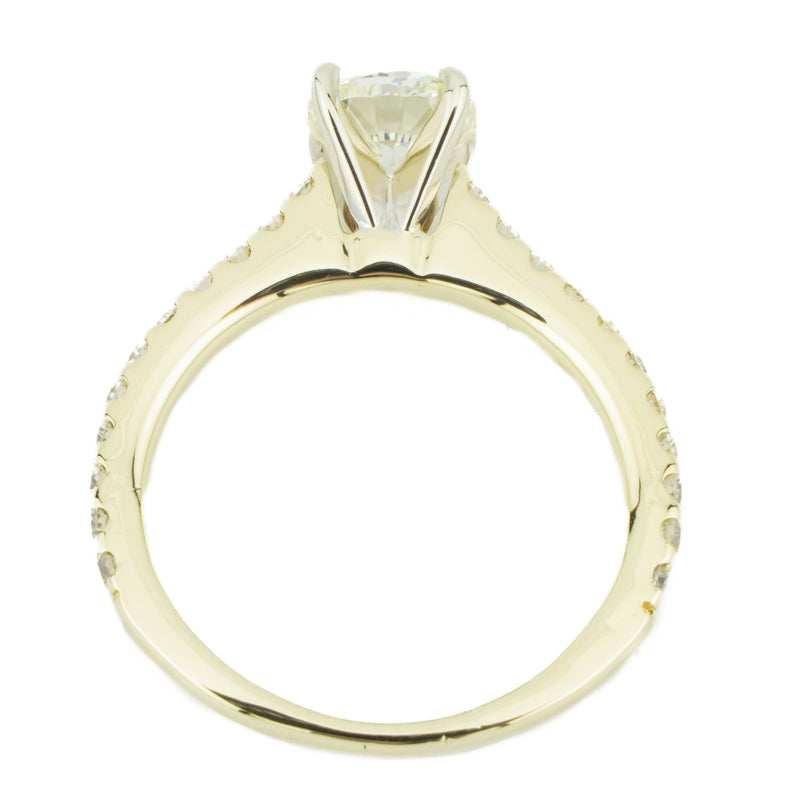 GIA 1.00ct M/SI1 Round Diamond & Accents Engagement Ring in 14K Yellow Gold - Size 6.25