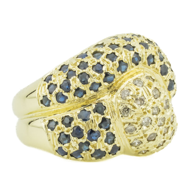 Sapphire & Diamond Accented Gemstone Ring in 14K Yellow Gold - 6.75
