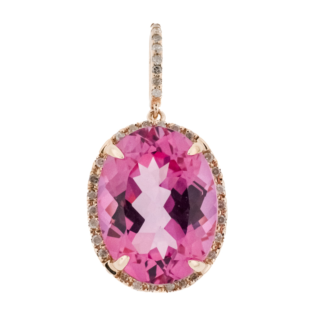 Pink Topaz and Diamond Accents Pendant in 10K Rose Gold