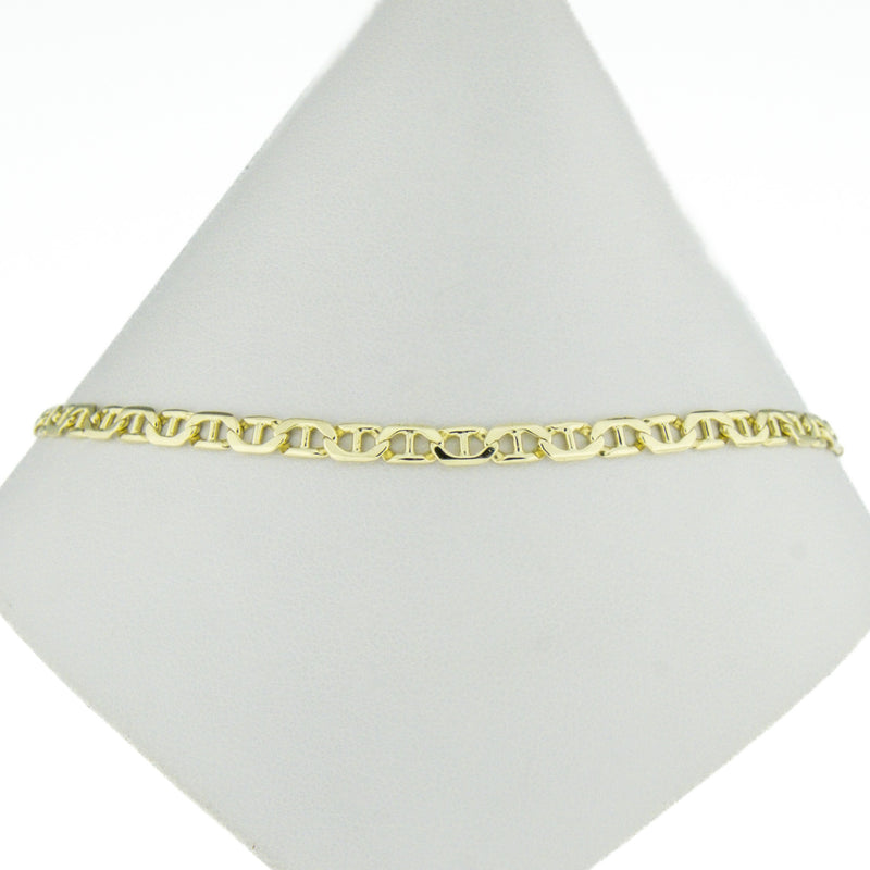4mm Wide Mariner Anklet 10" Chain in 14K Yellow Gold