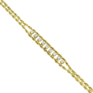 0.25ctw Diamond Accented 7" Rope Bracelet in 14K Yellow Gold - 3.9 Grams
