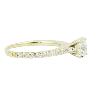 GIA 1.00ct M/SI1 Round Diamond & Accents Engagement Ring in 14K Yellow Gold - Size 6.25