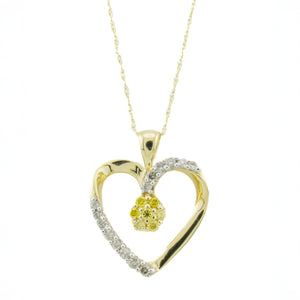 0.25ctw Diamond Accented Heart Pendant in 14K Yellow Gold - Chain Not Included