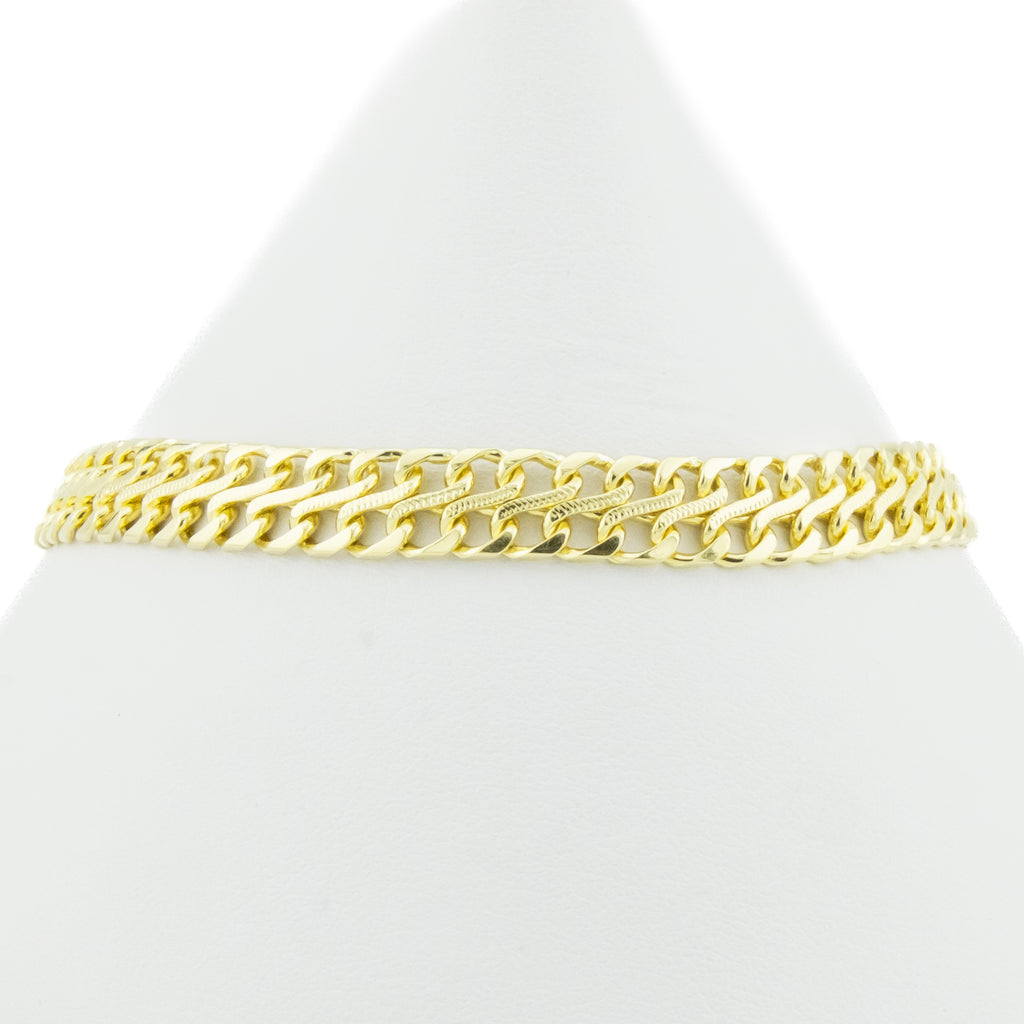 7mm Wide Gent's Fancy Link 8.5" Bracelet in 18K Yellow Gold