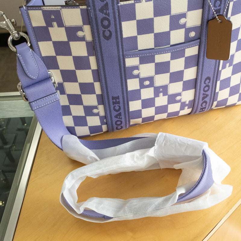 Coach Smith Tote Bag With Checkerboard Print in Silver/Light Violet/Chalk - CR101