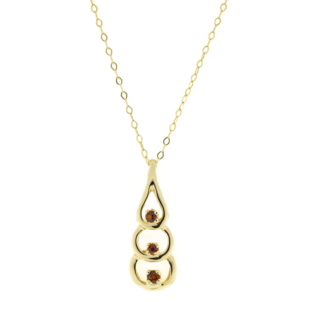 0.10ctw Garnet Accented Pendant with 23.5" Chain in 14K Yellow Gold