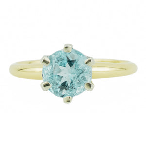 1.25ctw Vintage Aquamarine Solitaire Gemstone Ring in 14K Yellow Gold - Size 6.5