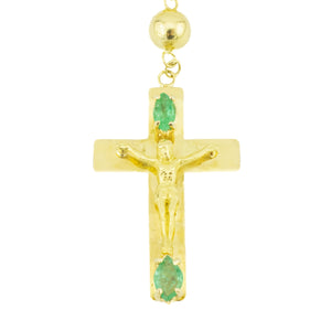 0.45ctw Emerald Accented Rosary 28" in 18K Yellow Gold