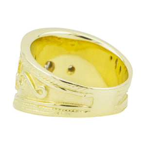 0.20ctw Diamond Etruscan Revival Cigar Band Ring in 14K Yellow Gold - Size 7.5