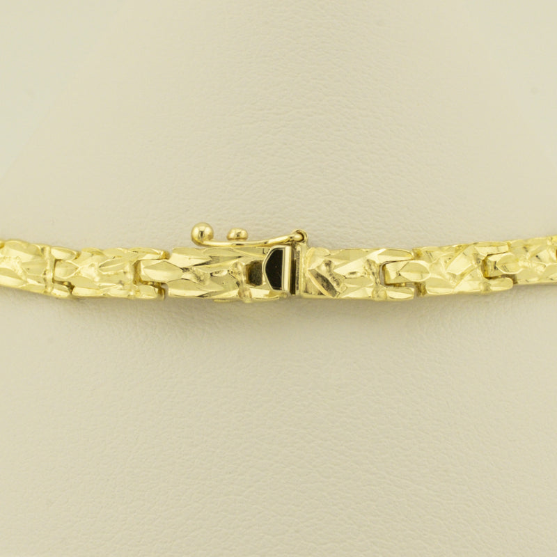 4mm Wide Nugget Link 6.75" Bracelet in 14K Yellow Gold