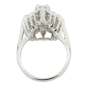 1.00ctw Diamond Cluster Fashion Ring in 14K White Gold - Size 6.75