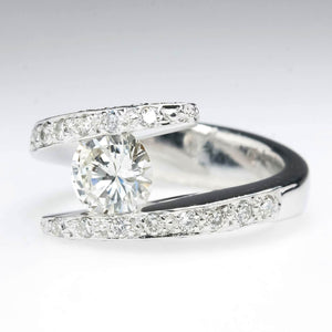 1.21ct Round VS2/G Diamond Bypass Statement Ring in 14K White Gold