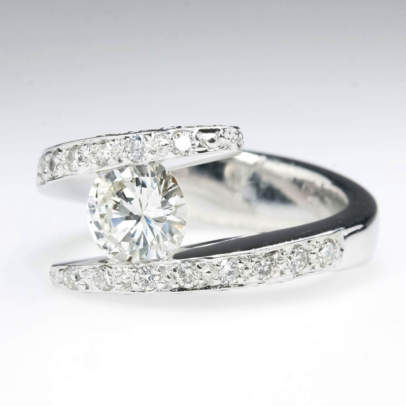 1.21ct Round VS2/G Diamond Bypass Statement Ring in 14K White Gold