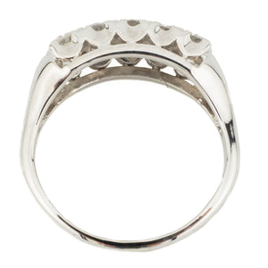 1.00ctw Round Diamond Accented Double Row Vintage Band Ring 14K White Gold - Size 8