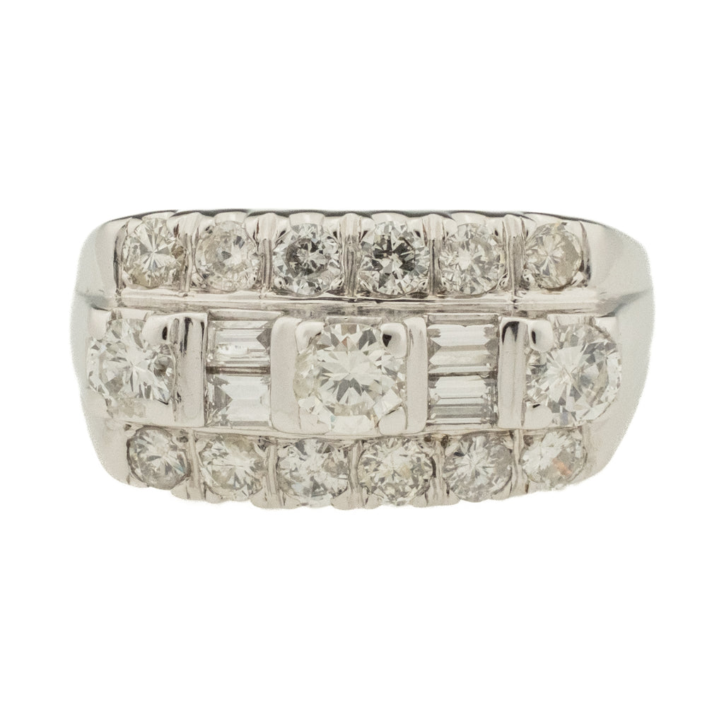 1.5ctw Vintage Diamond Fashion Ring in 14K White Gold - Size 7.75