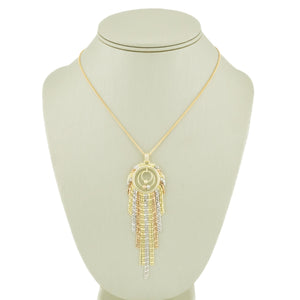 Beaded Curtain Pendant with Diamond Accents in 14K Tri-Color Gold - Chain Not Included