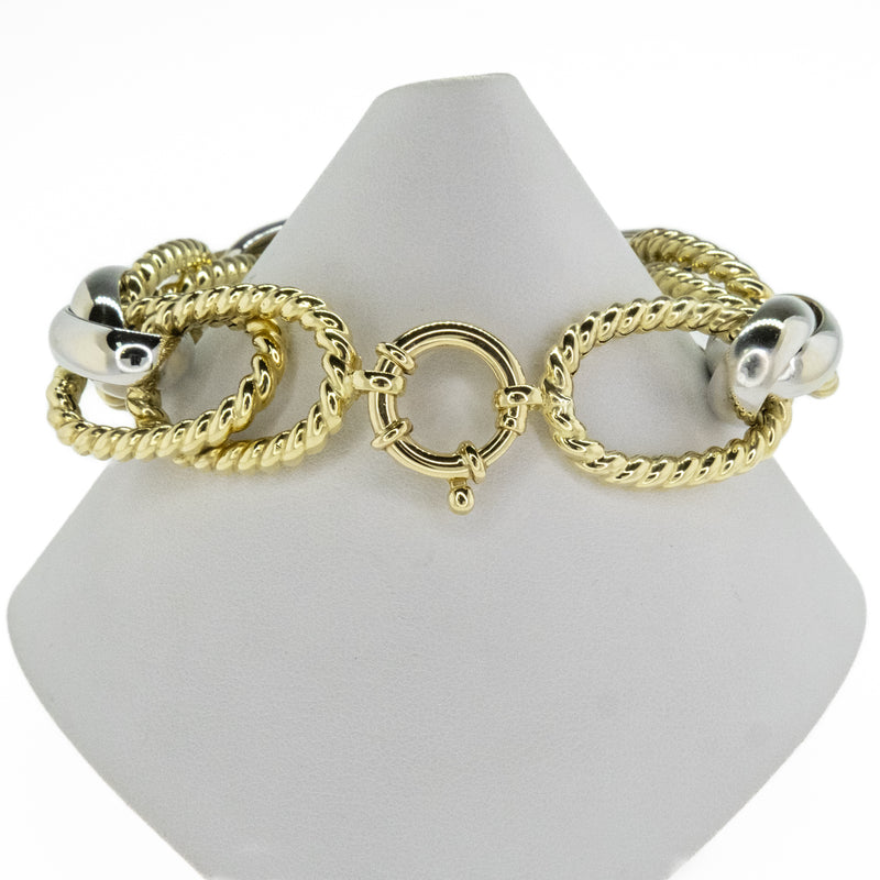 Hollow Gold Fashion Bracelet 8.7" in 14K Two Tone Gold