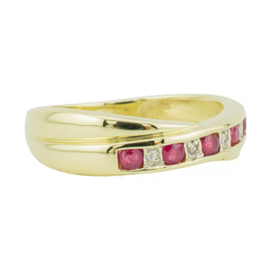 0.12ctw Ruby & 0.02ctw Diamond Accented Ring in 10K Yellow Gold - Size 8.25