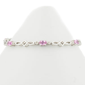 2.30ctw Pink Sapphire and Diamond Accented Bracelet in 14K White Gold - 7.8 Grams