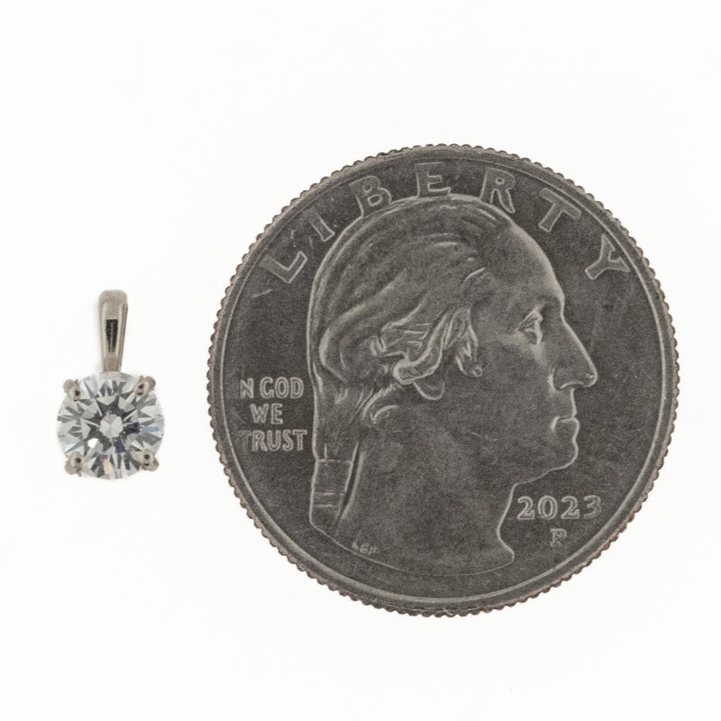 0.60ctw Round Brilliant Diamond Solitaire Pendant with 16" Fine Chain in 14K White Gold