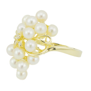Pearl & Diamond Accented Ring in 14K Yellow Gold - Size 5.5