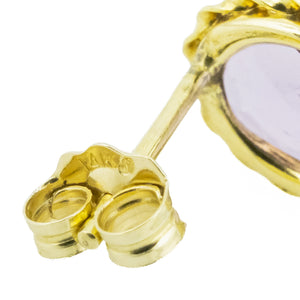 2.75ctw Oval Purple Amethyst Solitaire Gemstone Earrings in 14K Yellow Gold