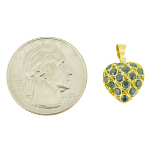 1.00ctw Sapphire Accented Gemstone Heart Pendant in 18K Yellow Gold - No Chain Included