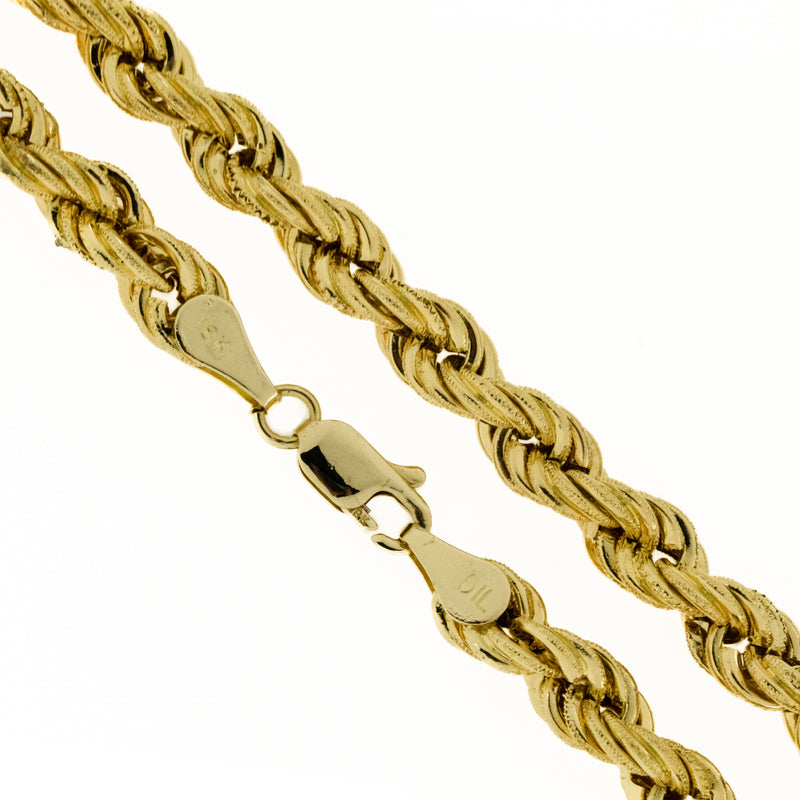 3mm Wide Rope Chain Necklace 17" in 14K Yellow Gold
