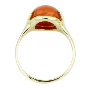 Coral Solitaire Fashion Ring in 14K Yellow Gold - Size 6.5