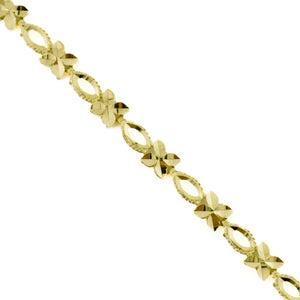 4.5mm Wide Gold Flower Link 10.5" Anklet in 10K Yellow Gold