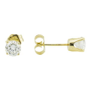 0.90ctw Round Diamond Solitaire Stud Earrings in 14K Yellow Gold