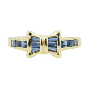 0.30ctw Sapphire Accented Bow Ring in 14K Yellow Gold - Size 7