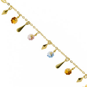 Multi-Color Stones Gold Fashion Bracelet 7.25" in 18K Yellow Gold