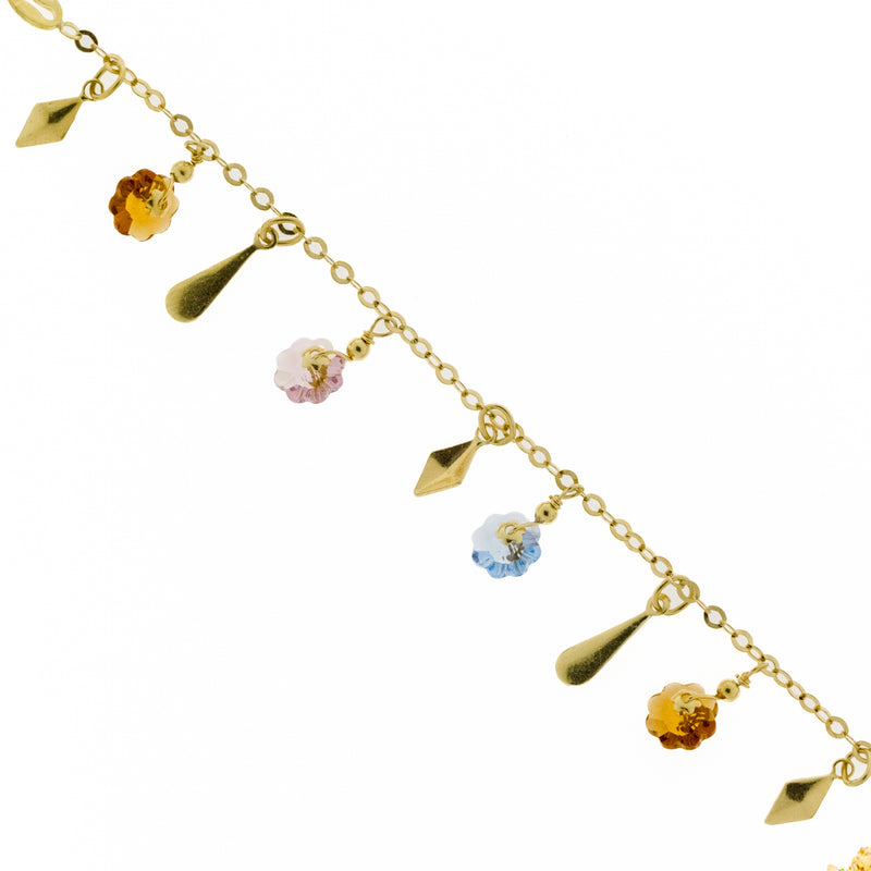 Multi-Color Stones Gold Fashion Bracelet 7.25" in 18K Yellow Gold