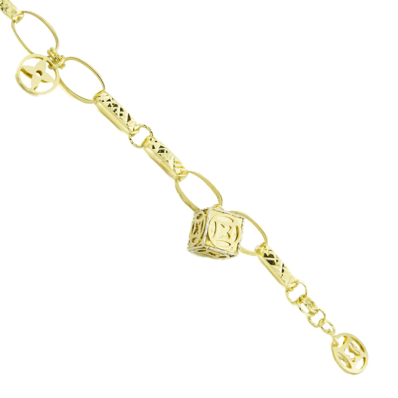 Multi Charms Bracelet 8" in 14K Yellow Gold