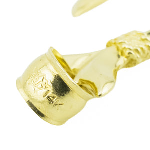 Whale Tail Fish Hook Hawaiian Makau Pendant in 14K Yellow Gold - 2.6 Grams