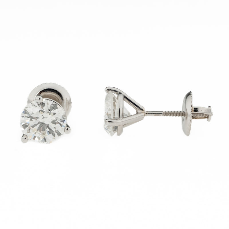 1.80ctw Round Diamond I/SI2 Solitaire Stud Earrings in 14K White Gold