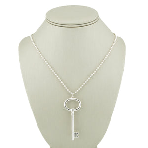 Tiffany & Co. Vintage Large Oval Key Pendant and 20" Chain in .925 Sterling Silver - 20.7grams