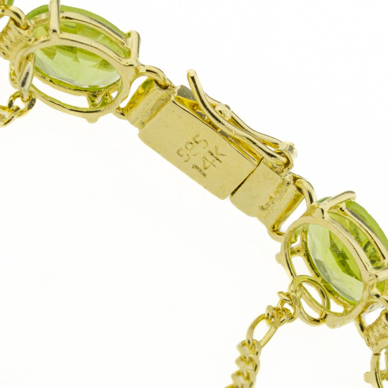 Peridot Tennis 6.75" Bracelet in 14K Yellow Gold