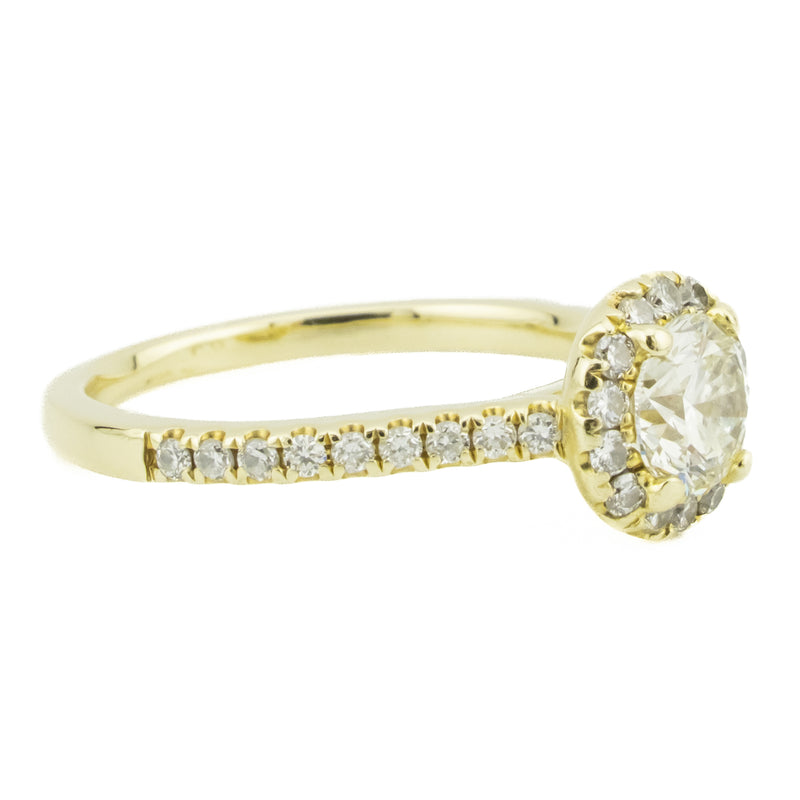 0.50ct Round Brilliant Diamond I/SI1 & 0.32ctw Diamond Accented Engagement Ring in 14K Yellow Gold -Size 4