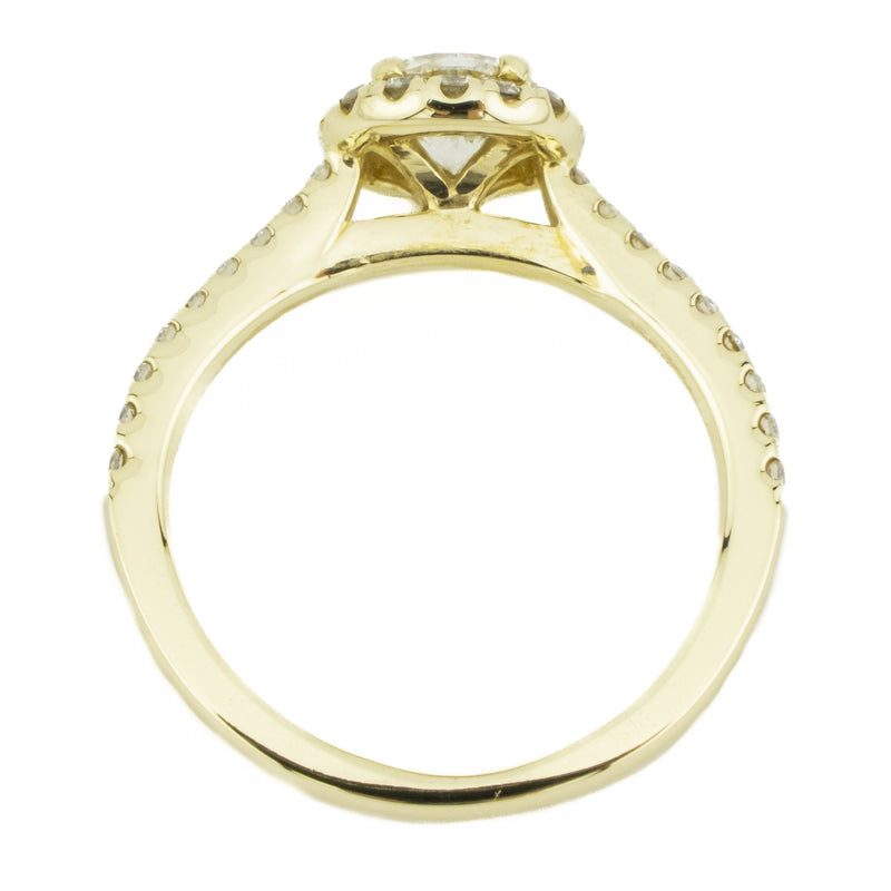 0.50ct Round Brilliant Diamond I/SI1 & 0.32ctw Diamond Accented Engagement Ring in 14K Yellow Gold -Size 4