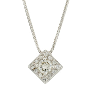 0.30ctw Round Brilliant Diamond and Diamond Accented Pendant on 16" Chain in 18K White Gold